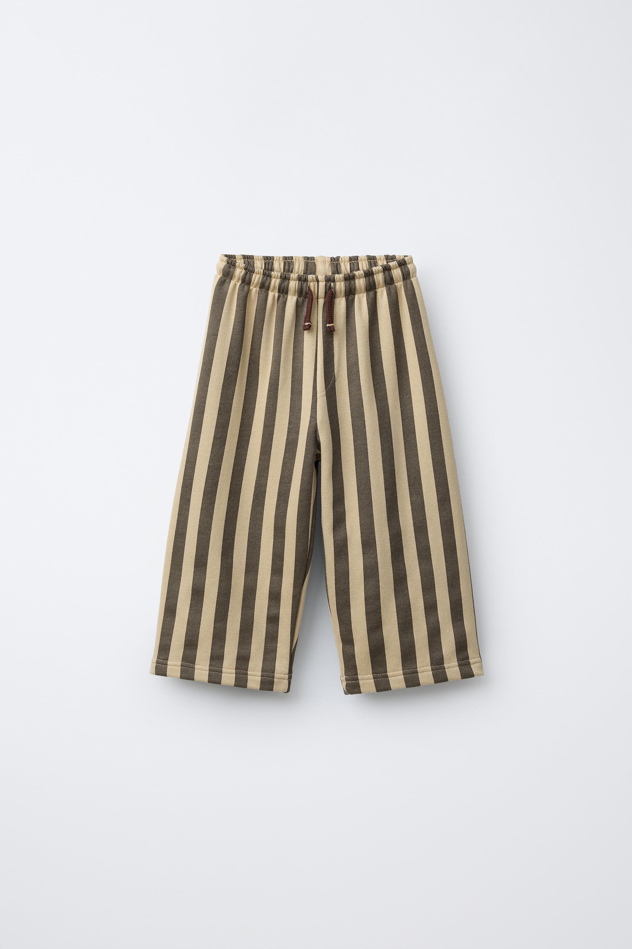 PANTALON EN MOLLETON À RAYURES